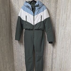 Fisoew One Piece Ski Snow Suit Army Green Womens Size Medium